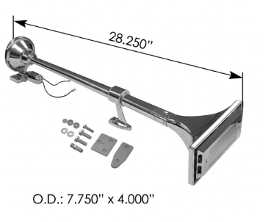 Bocina / Corneta Con Solenoide De Aire Camión Eléctrica de 12/24 Voltios de 28"Largo y 115 Db