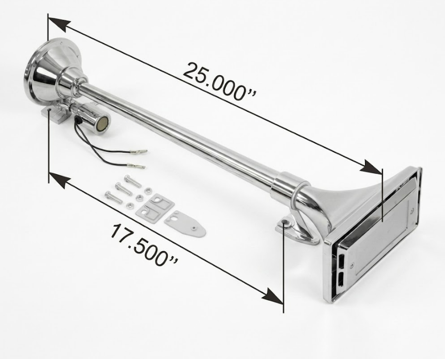 Bocina / Corneta Con Solenoide De Aire Camión Eléctrica de 12/24 Voltios de 25"Largo y 115 Db