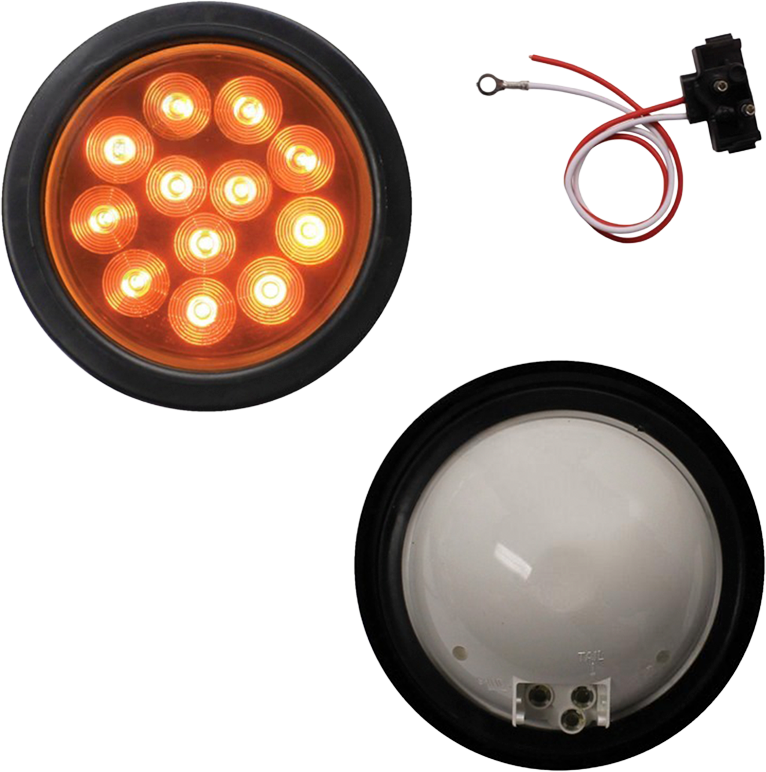 Kit Lampara Redonda LED De 4" Color Ambar 10-30 voltios