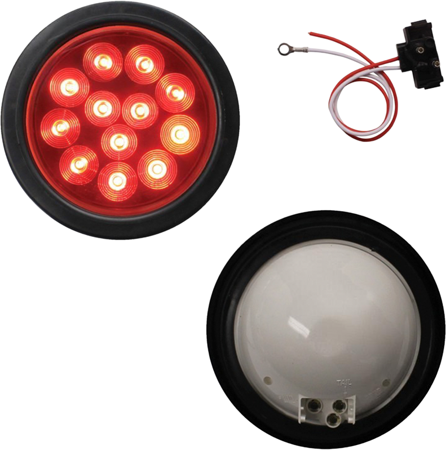 Kit Lampara Redonda LED De 4" Color Roja 10-30 voltios