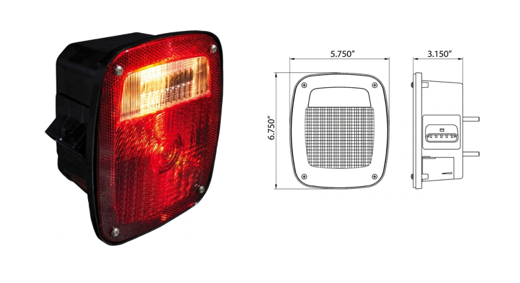 Faro Trasero Stop Derecho de 2 Conectores Freightliner CL-120