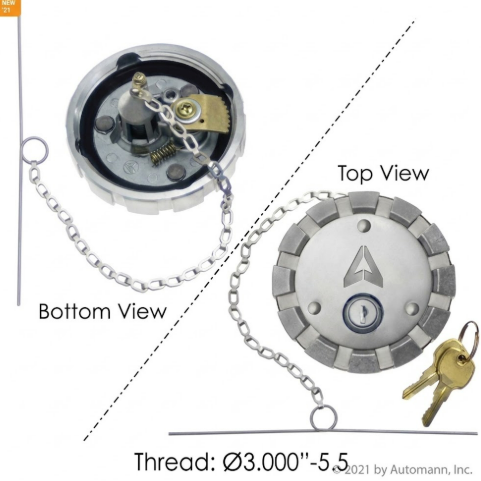 Tapa del tanque combustible Mack 3" Con Llave
