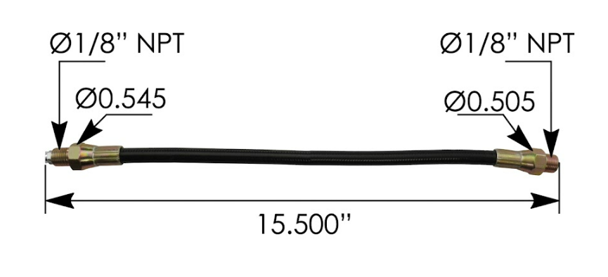C/E Manguera de Lubricación Collarín Mack de 15"L x 1/8"NPT