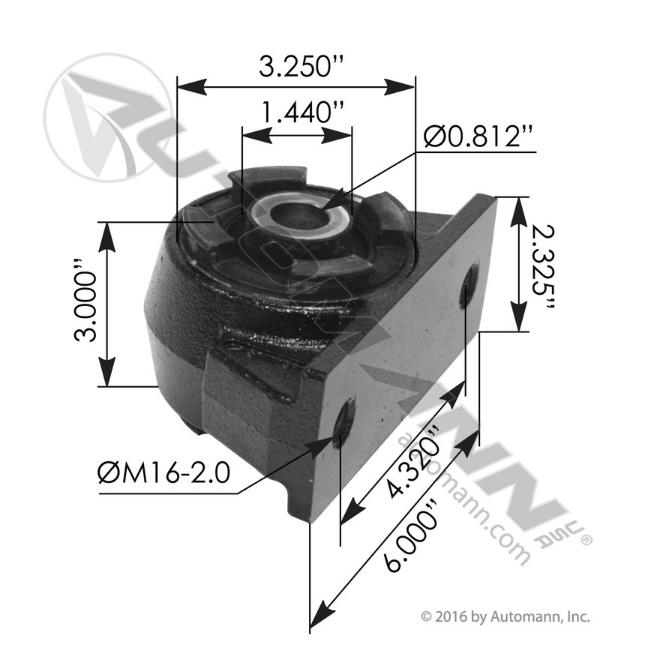 Base/Buje soporte cabina Centro 0,812" Grueso Mack