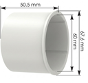 Buje de nailon de 60,mmD.I x 67,6mmD.E x 50mmLargo King Pin Mack 460.542N