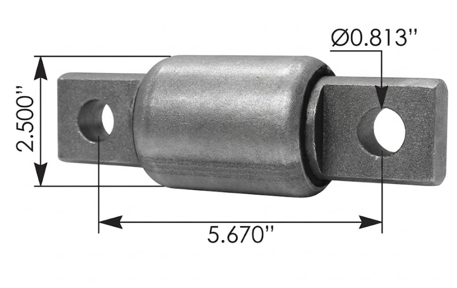 Buje Ballesta Trasera Freightliner M2-112/CL120 de 2,5"Ancho x 5,67"Largo entre Origicios x 0,8"D.O