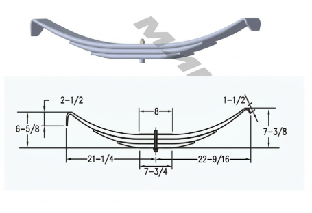 Ballesta de remolque 3 hojas TARA 46.5 x 6.89 x 3 in