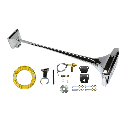 [562.H00979OE] Kit Bocina / Corneta De Aire Camión Cromada de 29"Largo y 105 Db a 133 Db