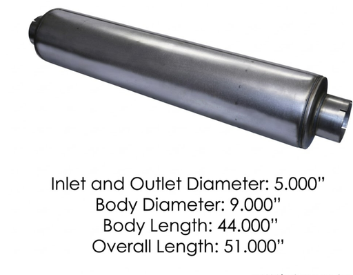 [562.U6509] Silenciador de Escape 5" D.I x 9" D.Bombona x 44" D. Cuerpo Estándar de flota