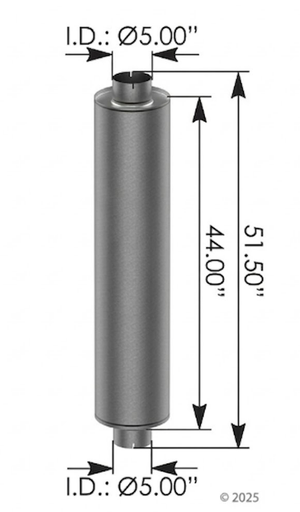 [562.U6510] Silenciador de Escape 5" D.I x 10" D.Bombona x 44" D. Cuerpo Kenworth, Mack