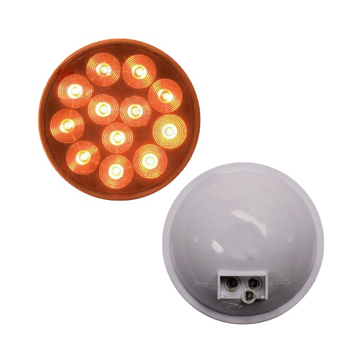[571.LD40A12MV] Lampara Redonda LED De 4" Color Ambar 10-30 voltios