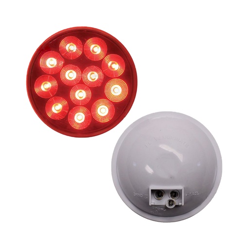 [571.LD40R12MV] Lampara Redonda LED De 4" Color Roja 10-30 voltios