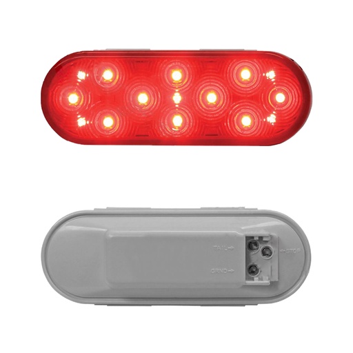 [571.LD60R15MV] Lámpara Ovalada Tipo de 15 LED de 6" Color Roja 10-30 Voltios