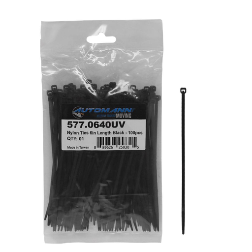 [577.0640UV] Tirrap Nylon De 6" Largo 100 piezas por paquete, Color Negro