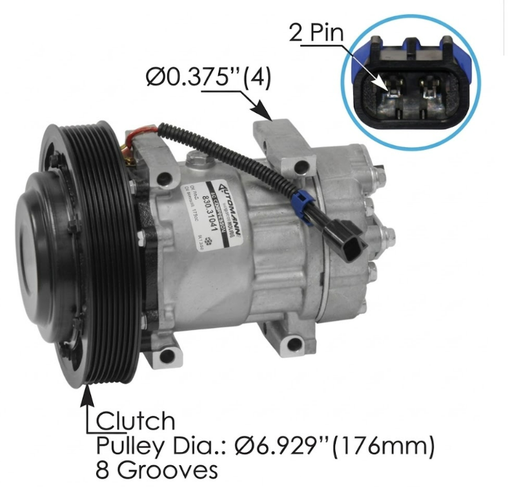 [804068] Compresor A/A R134 Con Polea de 8 Ranuras Mack MP8