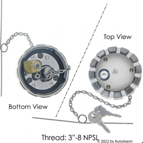 [572.1010] Tapa tanque combustible para Kenworth 3" Con Llave