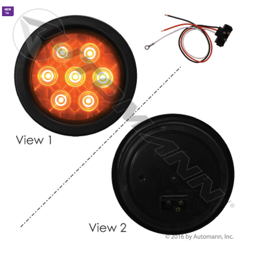 [571.LD40A7-K] Kit Lampara Redonda LED De 4" Color Ambar 10-30 voltios