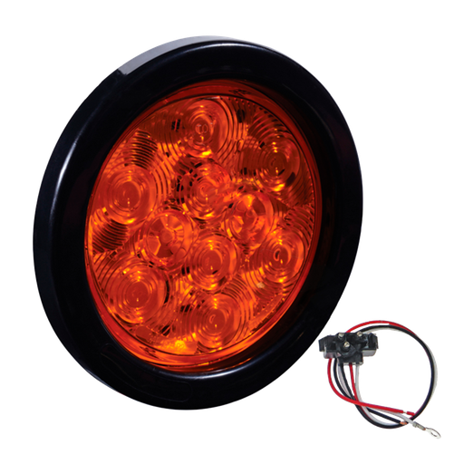 [571.LD40A10-1K] Kit Lampara Redonda LED De 4" Color Ambar 10-30 voltios 10 Diodos