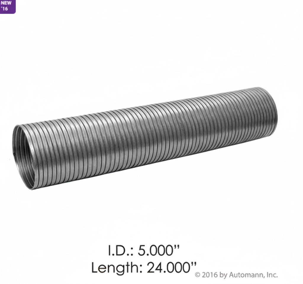 Tubo flexible de 5" x 24"L o 0.60M Acero Inoxidable 409