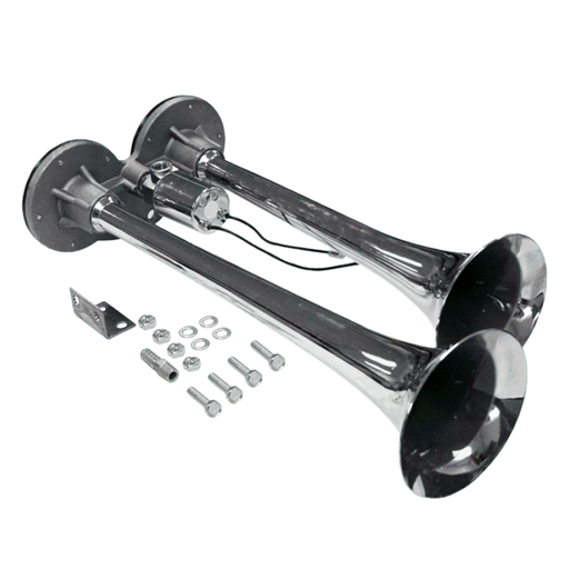 [562.1303] Bocina / Corneta Doble Con Solenoide De Aire Camión Eléctrica de 12 Voltios de 11"Largo y 105 Db