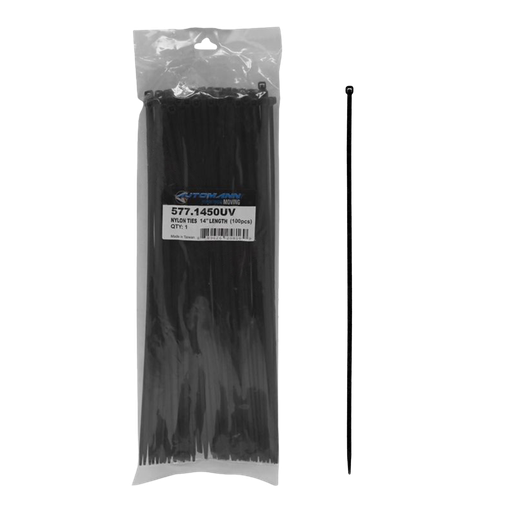 [577.1450UV] Tirrap Nylon De 14" Largo 100 piezas por paquete, Color Negro